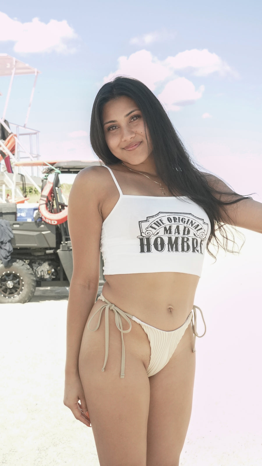 Mad Hombre White String Crop Top